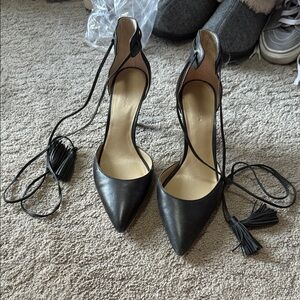 Ann Taylor Black Lace-Up Heels